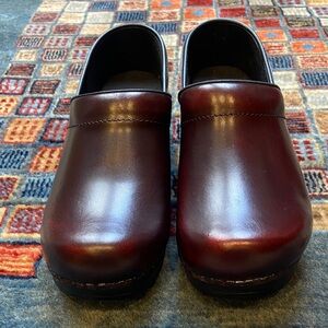 Sanita Burgundy Leather Clogs